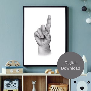 文字 D | ASL 手話 D | デジタル プリント | 印刷可能な壁アート | 保育園の装飾 | 子供部屋の装飾