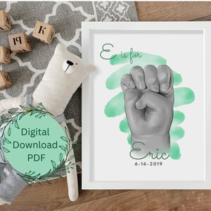 Lettera personalizzata E / Lingua dei segni ASL / Arte murale stampabile digitale / Decorazione asilo nido / Decorazione della stanza dei bambini