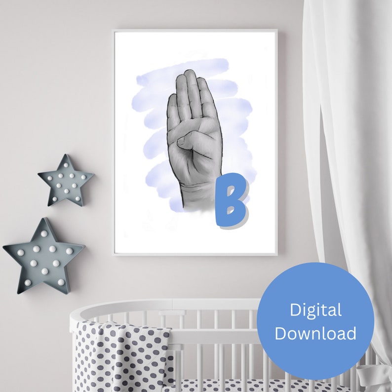 Letter B ASL Sign Language B Digital Print Printable - Etsy