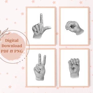 HOUD van ASL-print | Gebarentaal afdrukken | ASL-muurkunst | Digitale download | Kinderkamerdecoratie | Kinderkamer kunst aan de muur