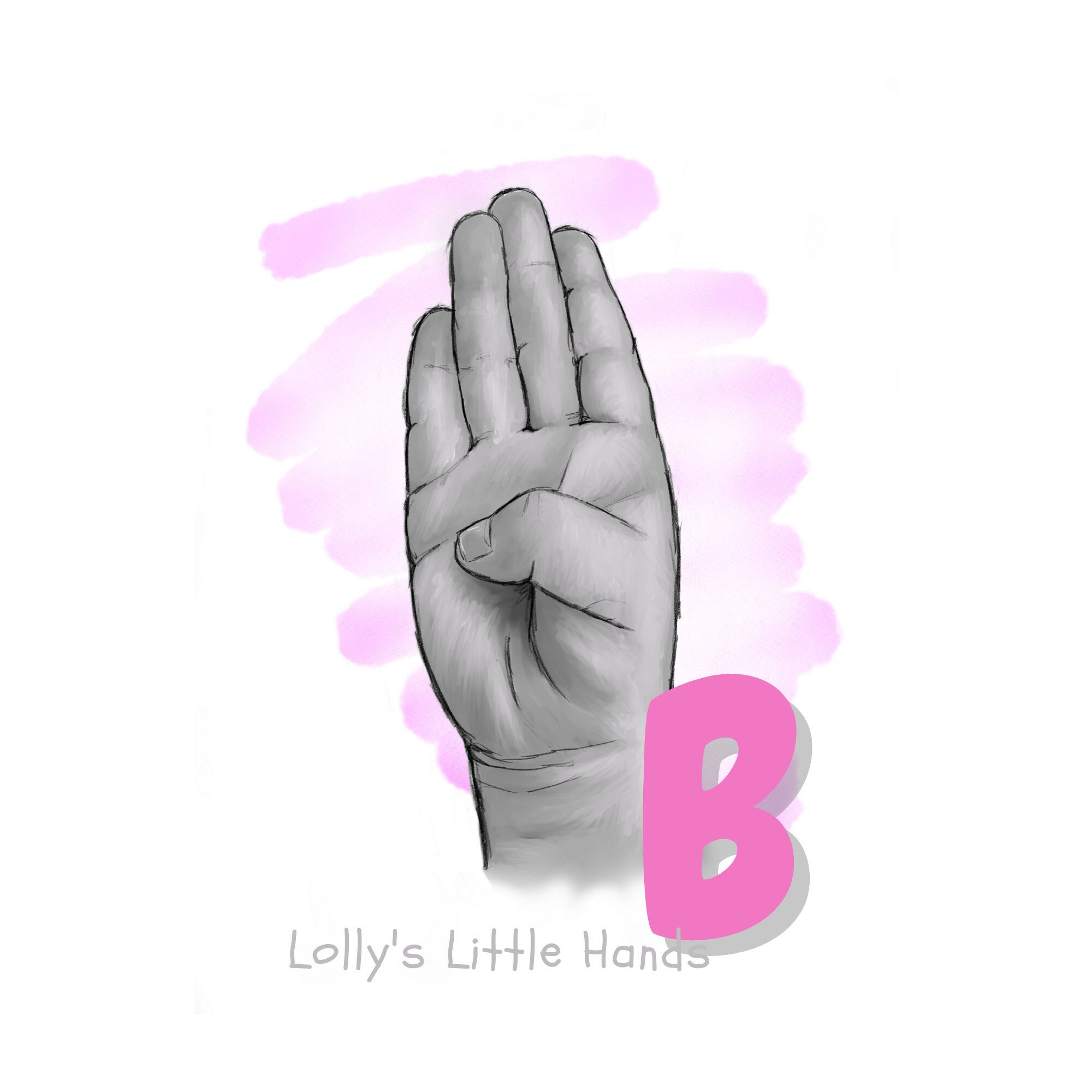 Letter B ASL Sign Language B Digital Print Printable Wall Art Nursery ...