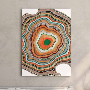Funky Reverb Canvas Wall Art, Tree Ring Texture Psychedelic Poster Print, Modern Decor for Gallery Wall o Office, Large Contemporary Art