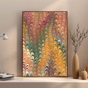 Ebb Marbled Art Print, Marble Paper Texture Ebru Poster Print, Warm Modern Decor for Gallery Wall or Office, Large Contemporary Texture Art