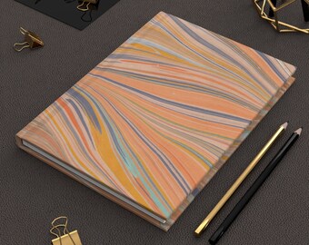 Marble Pattern Hardcover Journal: Peach Travel Diary