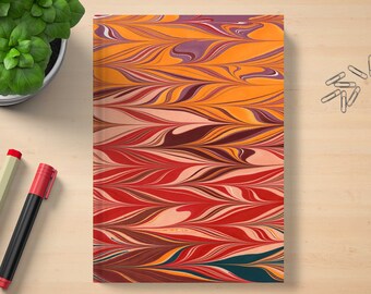 Retro Chevron Hardcover Journal: Marble Pattern Writing Notebook