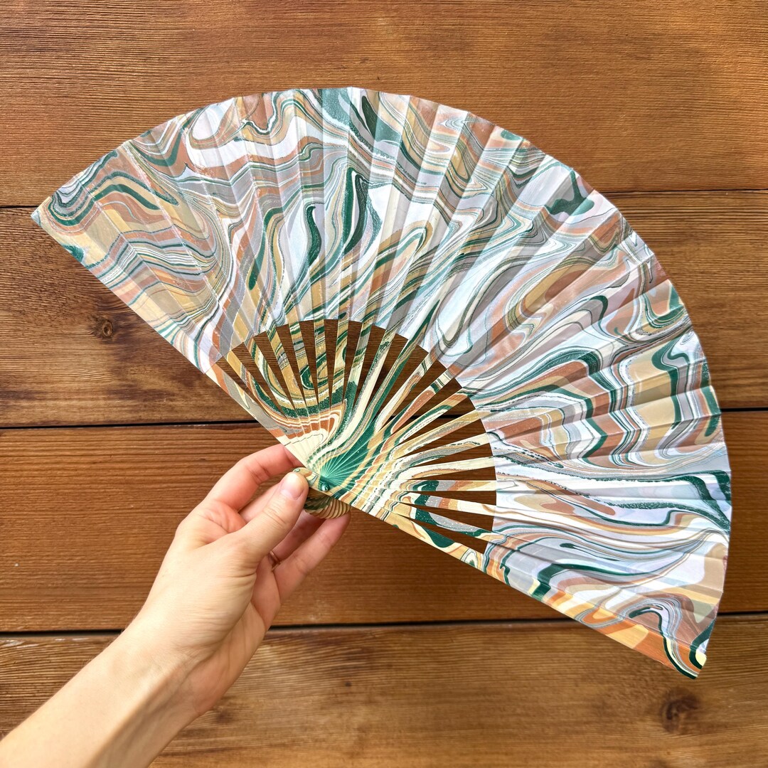 Earthy Marbled Hand Fan – HANDMADE Folding Travel Gift, Decorative ...