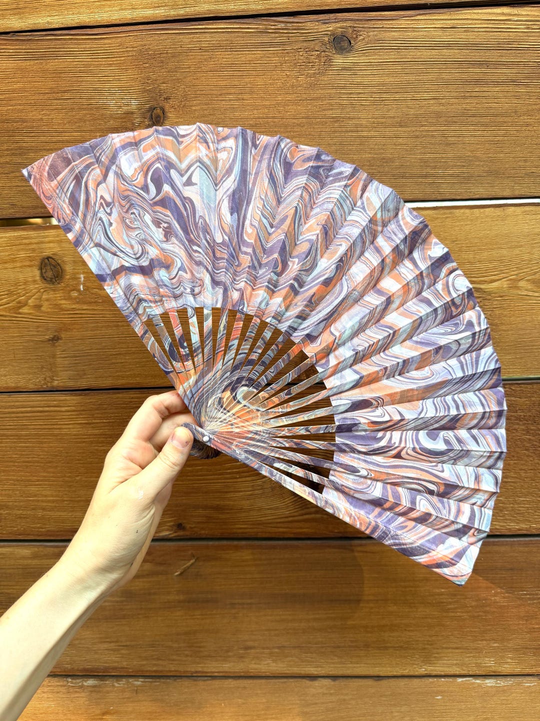 Orange Purple Marbled Hand Fan – HANDMADE Folding Travel Gift ...