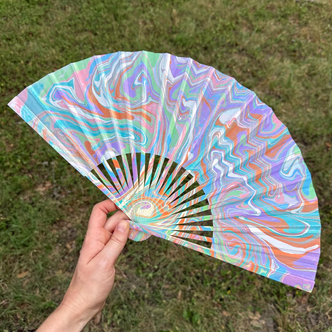 Pastel Marbled Hand Fan, Folding Lightweight Travel Vacation Gift, Fun ...