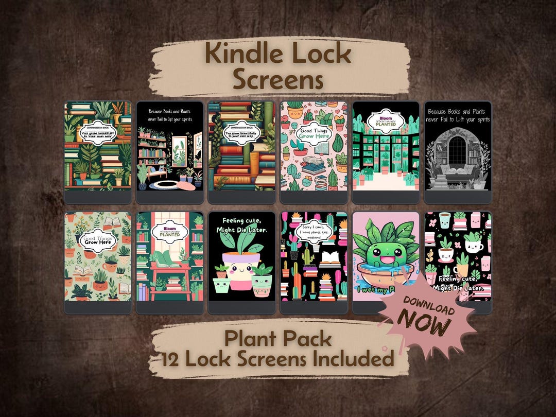 Botanical Plant Kindle Lock Screens Pack, Cozy Reading Wallpaper Bundle ...