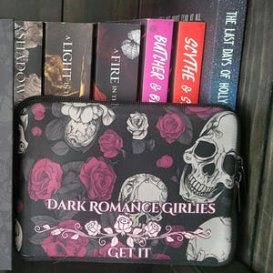 Skulls and Roses Tablet Sleeve: Gothic Neoprene Tech Cover