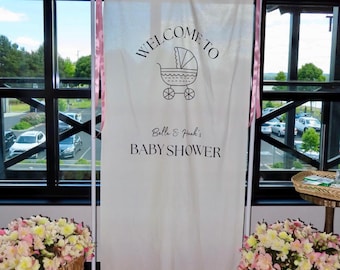 Cartello di benvenuto in tessuto per baby shower, cartello di benvenuto personalizzato, decorazioni personalizzate per baby shower, cartello di benvenuto in tessuto