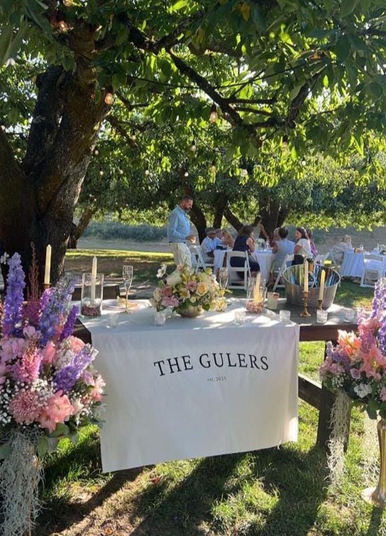 Runner da tavola personalizzato per matrimoni, decorazioni per il tavolo degli sposi, runner da tavola personalizzato per il tavolo degli sposi, decorazioni per il tavolo del matrimonio immagine 5