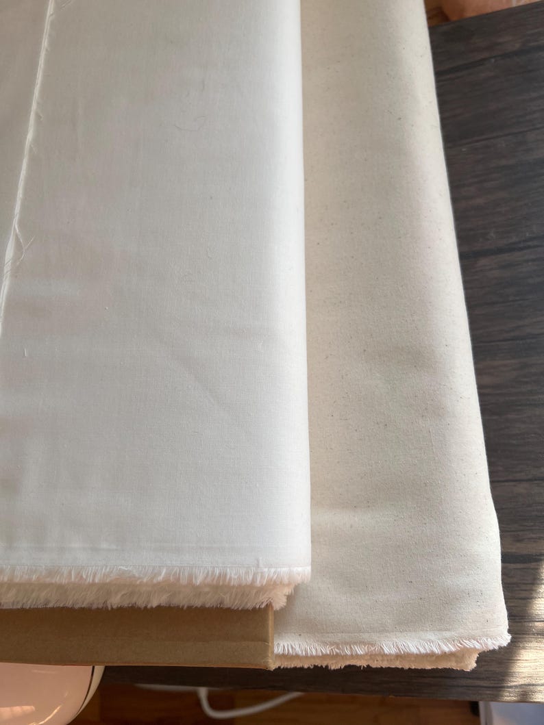 white and cream fabric. white on left