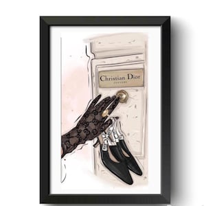 Elegancia en la puerta: ilustración de moda inspirada en Dior