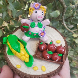 Peggy Pig Figurine Set Polymer Clay Figurines