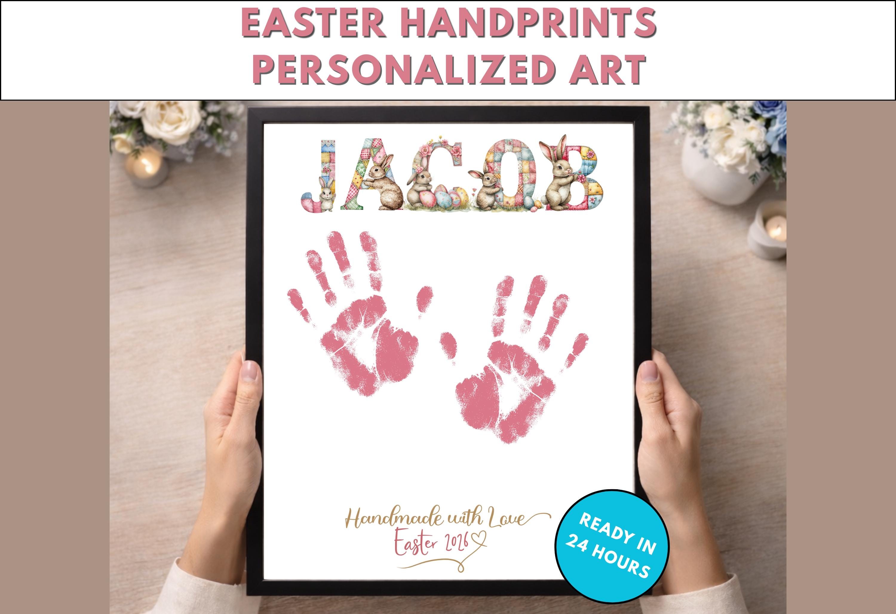 Easter Handprint Craft for Kids, Personalized Name Art Using Bunny and ...