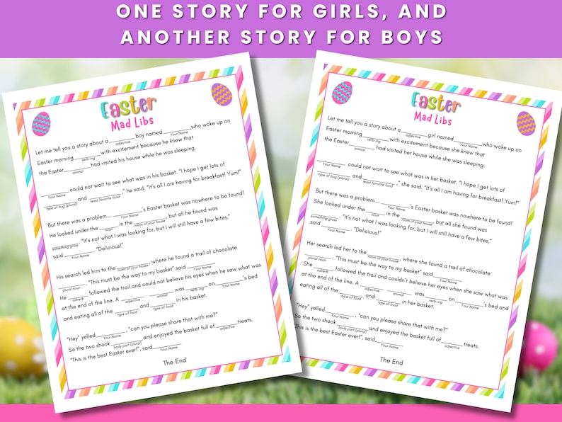 Printable Easter Mad Libs Game Cards - Fill in the Blank Games for ...