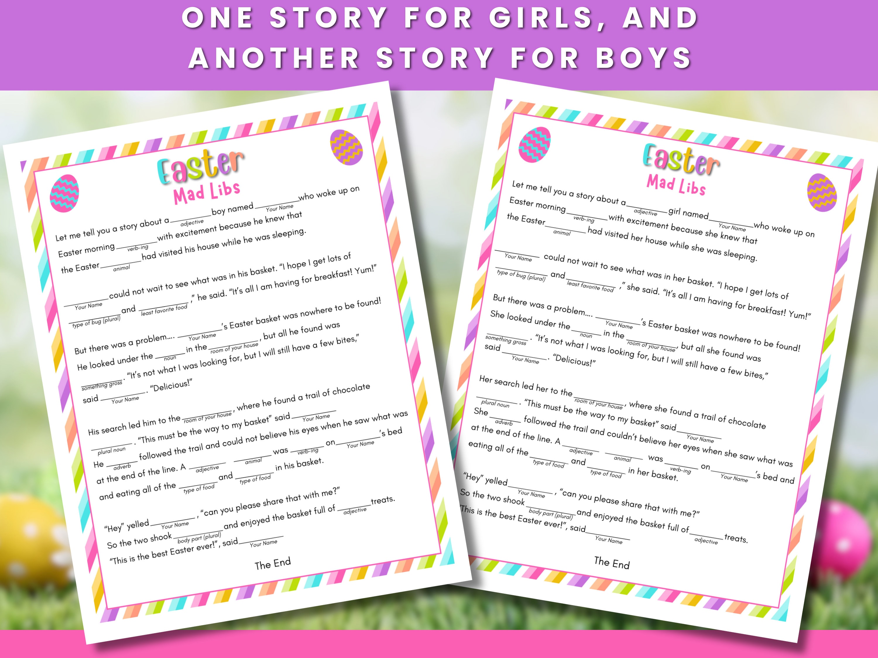 Printable Easter Mad Libs Game Cards - Fill in the Blank Games for ...