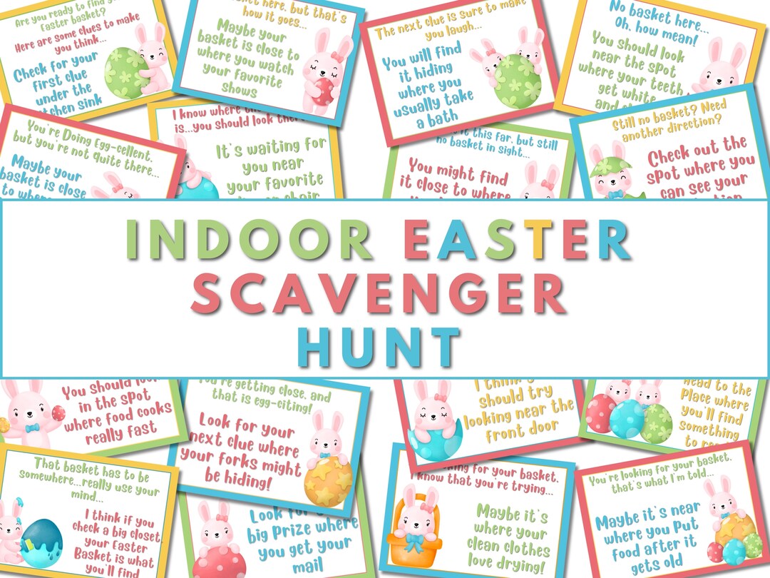Printable Indoor Easter Scavenger Hunt and Treasure Hunt for Kids Printable Indoor Easter Scavenger Hunt and Treasure Hunt for Kids