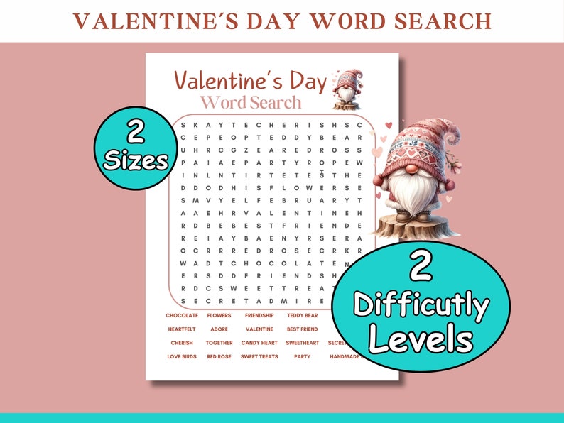 Valentine s Day Word Search Printable Game Card Fun Valentine Classroom Activity For Kids V day