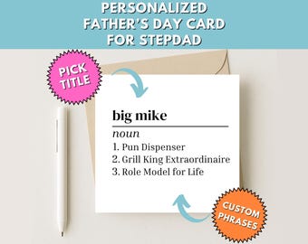 Personalized Stepdad Father's Day Card: Custom Phrases (Digital Download)