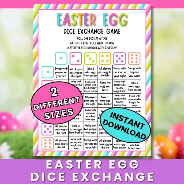 Easter Egg Dice Exchange Game For Kids - Printable Easter Games For Home Or Classroom - Pass The Egg Game - Fun School Activity