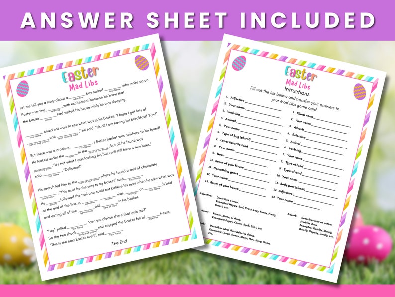 Printable Easter Mad Libs Game Cards - Fill in the Blank Games for ...