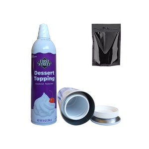 FS Dessert Topping Cream Diversion Safe Stash Screw Lock Smell-Proof Container + 1 Free Mylar Bag