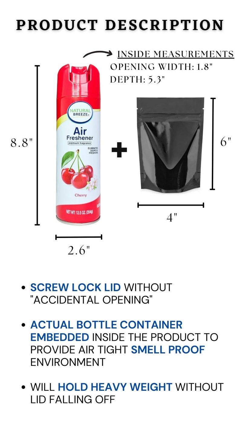 Ambientador Cherry Diversion Safe Stash con cierre de rosca y recipiente a prueba de olores + 1 bolsa de Mylar gratis imagen 4