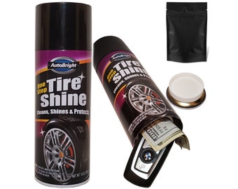 Tire Shine Diversion Safe Stash Screw Lock Smell-Proof Container + 1 Free Mylar Bag