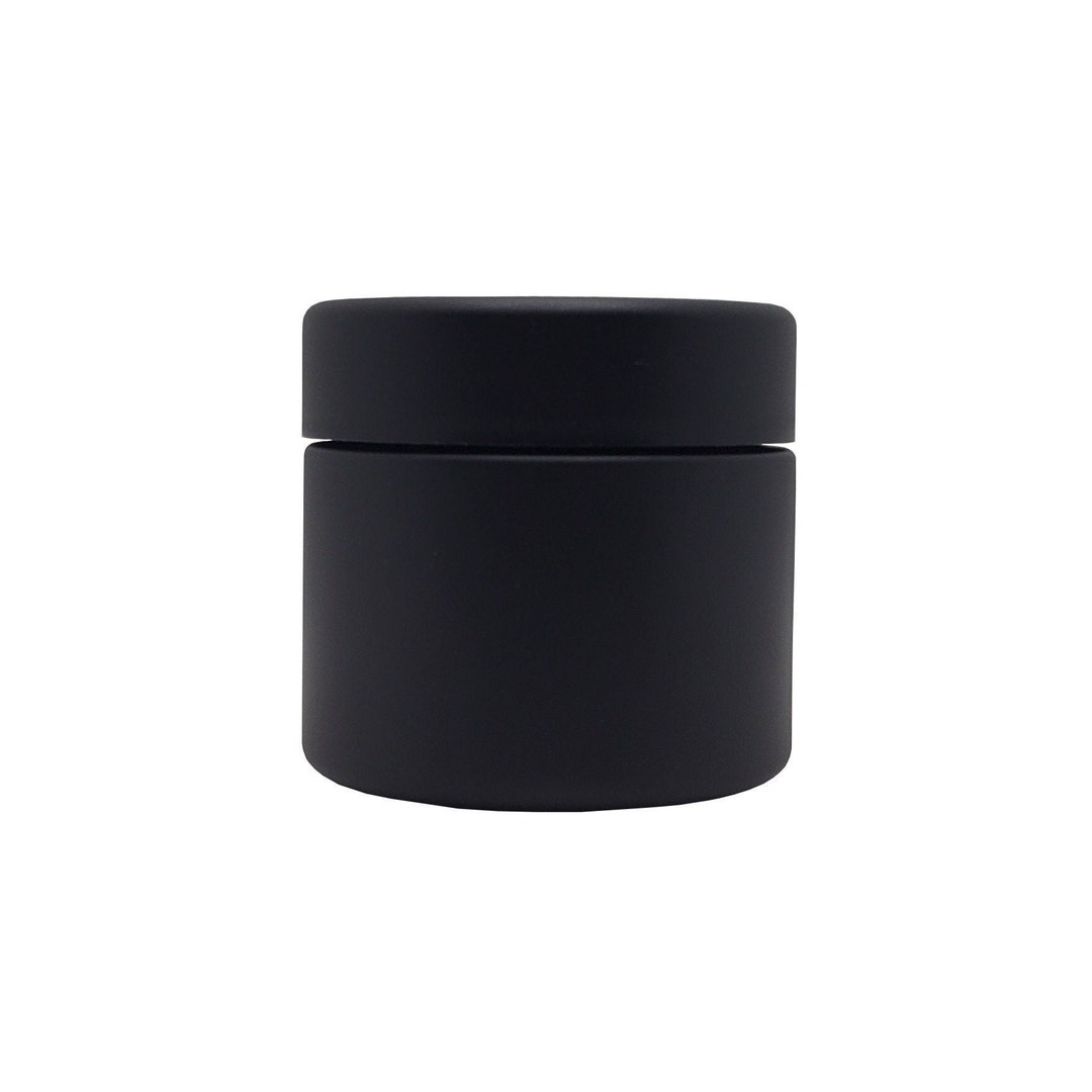2OZ Matte Black Jar Dark Coated Glass Jar Herb Stash Jar Child