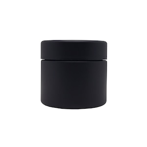 2OZ Matte Black Jar | Dark Coated Glass Jar | Herb Stash Jar | Child Resistant | Smell-Proof | UV Protection | Stash Jar + 1 Free Mylar Bag