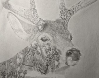 Prison Art Drawing - Deer - Wildlife - Hunter - Lodge - Mural - Outdoors - Pencil