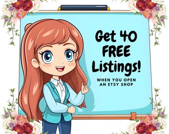 40 Free Listings When You Open An Etsy Shop, FREE CODE, No Need To Buy This Listing