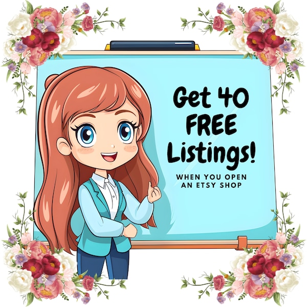 40 Free Listings When You Open An Etsy Shop, FREE CODE, No Need To Buy This Listing