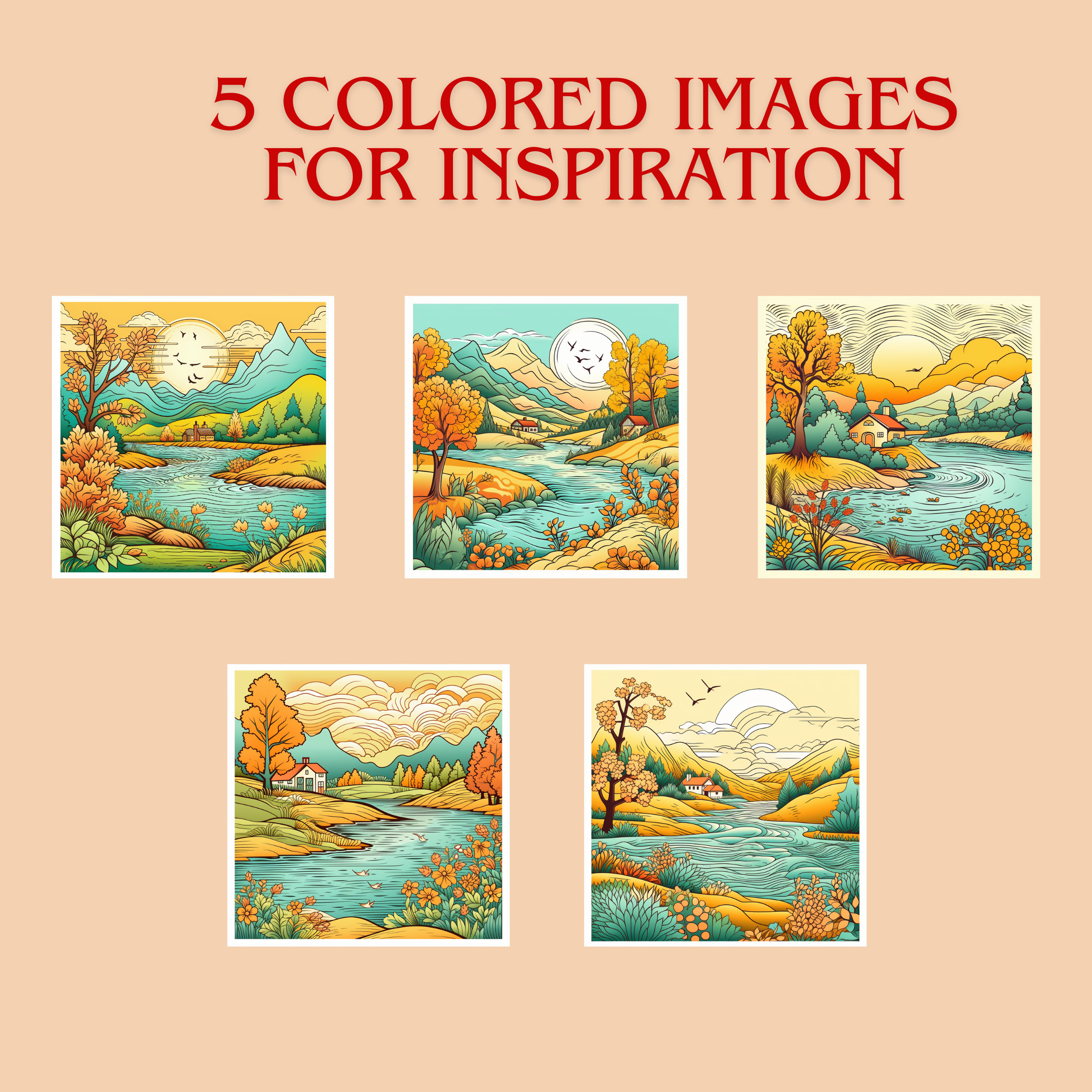 Scenery Coloring Pages for Adults Printable Coloring Book Boho Coloring