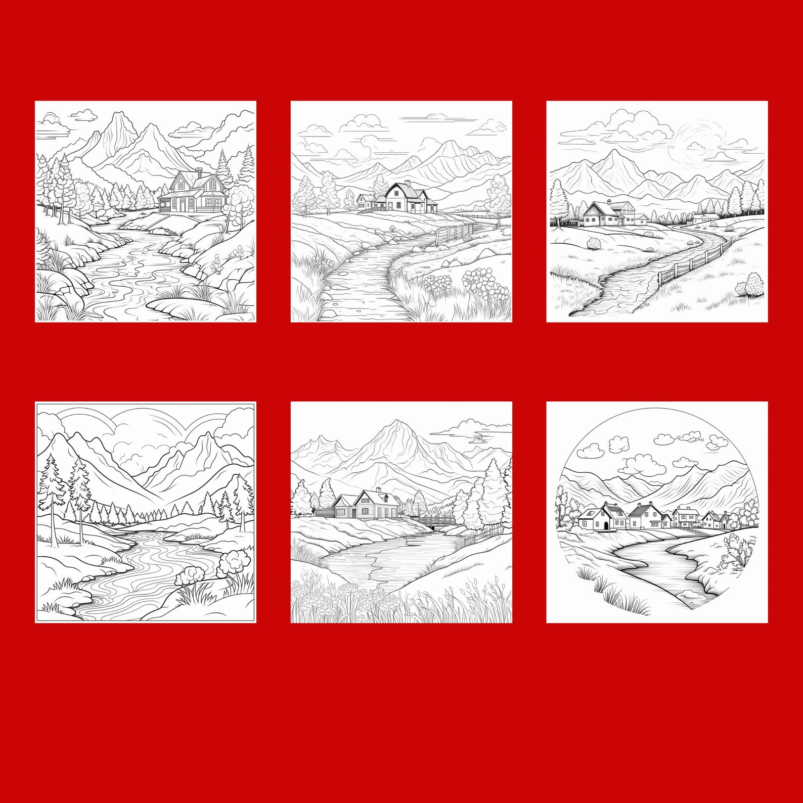 Scenery Coloring Pages for Adults Printable Coloring Book Boho Coloring
