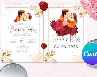 Animated Photo Wedding Invitation Template : Classic Modern Invite, Editable Invitation, Printable Canva Design, Digital Download Available