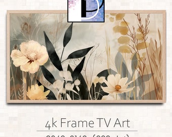 Samsung Frame TV Art Modern| Neutral Boho Floral Print tv Art | Boho TV art | Digital Download TV art download | tva2024-65