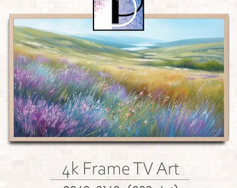 Wild Lavender Frame TV Art |  Country Lavender Painting | Samsung Frame TV Art | Vintage Landscape TV art download | tva2024-58