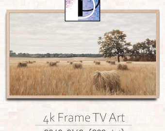 Wheat Field Landscape TV Art | Vintage Painting Digital Download