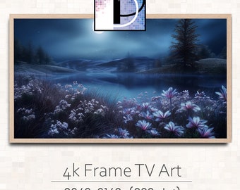 Frame TV Art Wildflowers|  Wildflowers at Midnight tv Art | Samsung Frame TV Art | Floral TV art download | tva2024-49