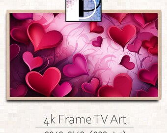 Frame TV Art Valentines | Valentine Hearts and Swirls Background tv art | Samsung Frame TV Art | Digital TV art download | tva2024-48