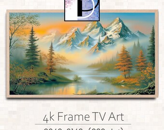 Samsung Frame TV Art Fall | Frame TV Art  | Fall Mountain Painting | Download TV Art | Fall Mountain Scene tv art | TVA24-59