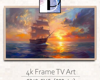 Samsung FrameTV Art |  Ocean Painting tv art | Ship on Ocean TV Art | Nautical TV art download | Maritime tv art