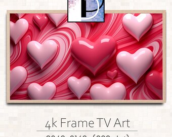 Frame TV Art Valentines | Valentine Hearts and Swirls Background tv art | Samsung Frame TV Art | Digital TV art download | tva2024-47