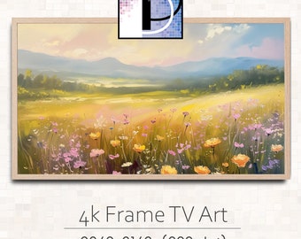 Wildflower Frame TV Art |  Spring Wildflowers Painting | Samsung Frame TV Art | Vintage Landscape TV art download | tva2024-50
