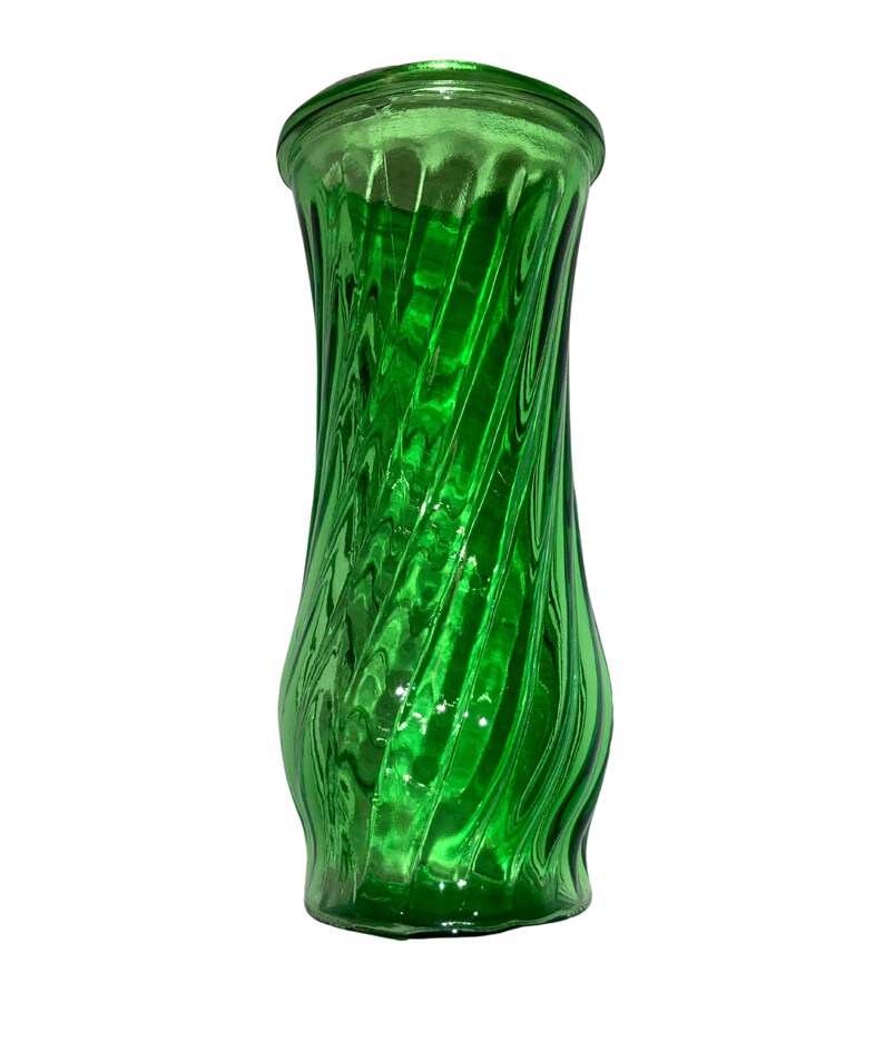 View of Vintage (CFG) Emerald Green Textured Glass Decorative Minimalist Vase ...