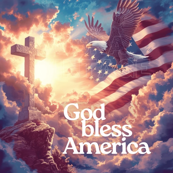 God Bless America Patriotic Flag With Cross T-Shirt God Bless America Patriotic Flag With Cross T-Shirt