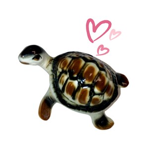 Small porcelain hand painted turtle gift. Unique one of a kind vintage item.